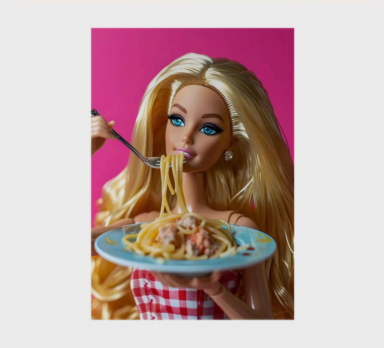 Barbie Enjoying Spaghetti: Pop Art Foodie Print notebook by homdeco