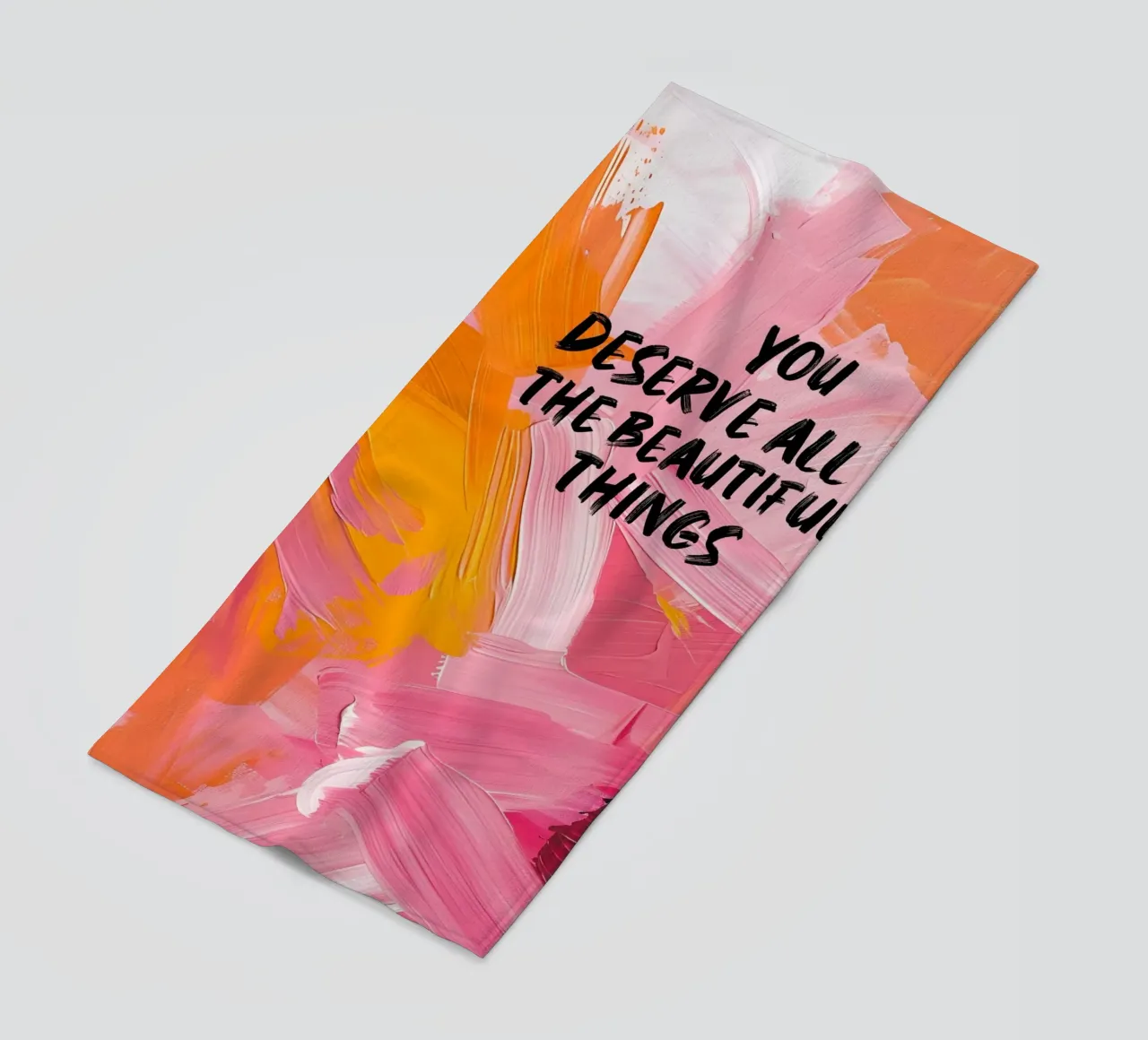 "You Deserve All Beautiful Things" Abstract Art Print beach towel by homdeco