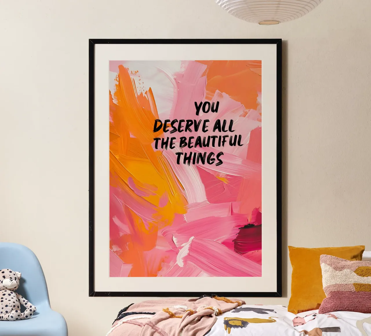 "Je verdient alle mooie dingen Abstracte kunstdruk hahnemühle van homdeco