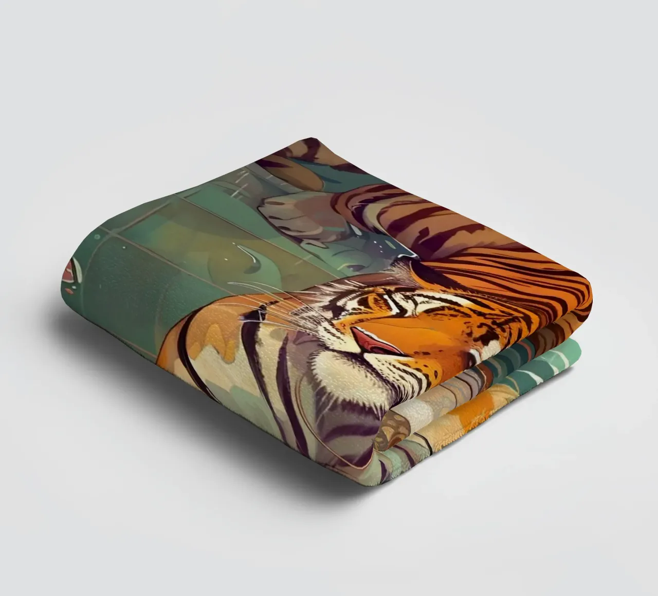 Tiger in Bathtub: Surreal Whimsical Art Print towel by homdeco