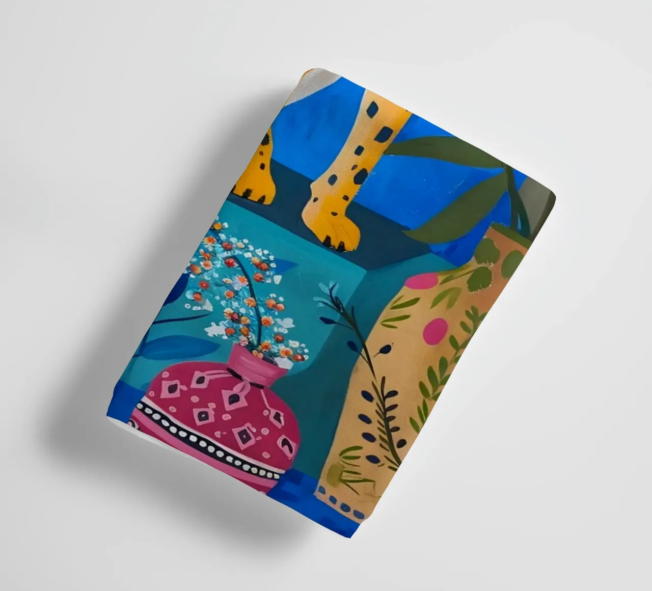 Boho Cheetah Jungle: Pink & Blue Modern Animal Art towel by homdeco