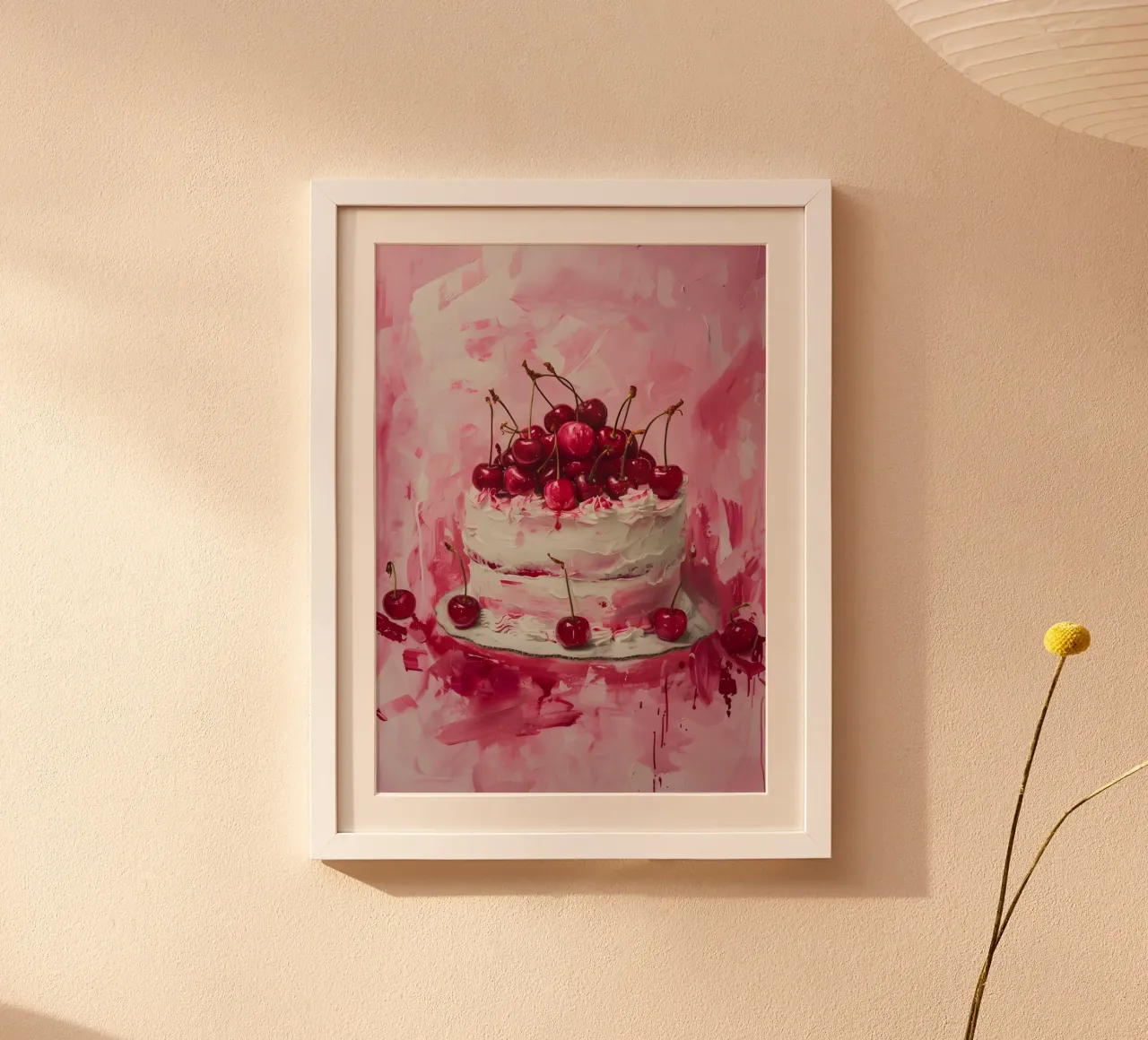 Kirschtorten-Glück: Rosa Palette Impressionistische Kunst Poster mit Kunststoffrahmen von homdeco