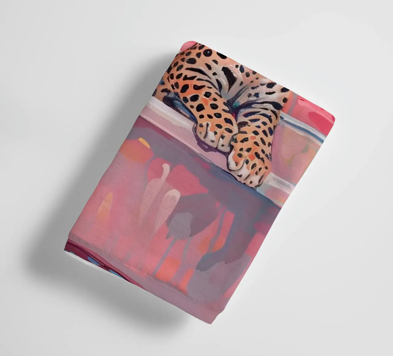 Léopard dans la baignoire : Impression d'art moderne rose et bleu serviette de bain de homdeco