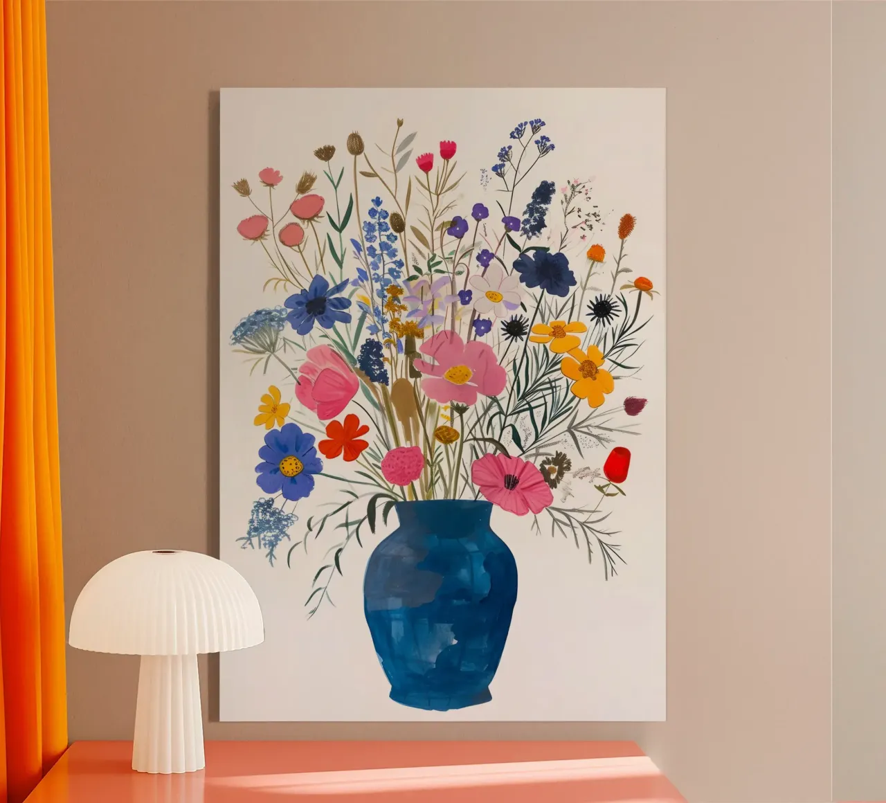 Ramo de flores silvestres: Vibrante bodegón botánico metacrilato de homdeco