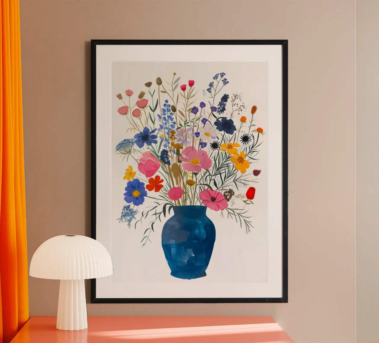 Bouquet di fiori selvatici: Una vibrante natura morta botanica poster da homdeco
