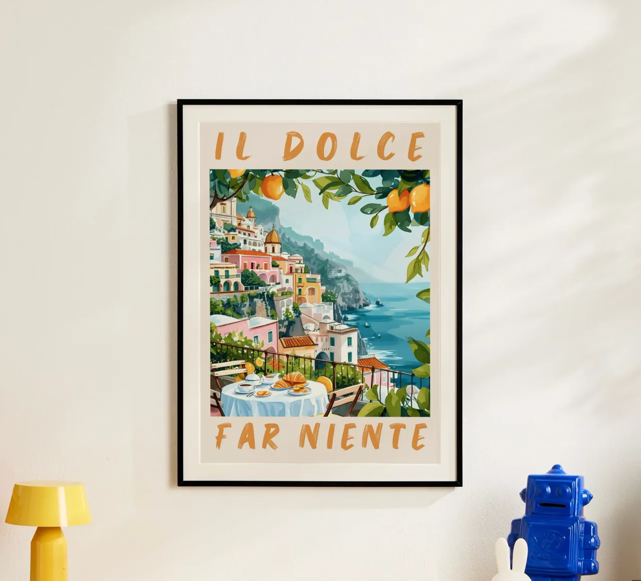 Positano "Il Dolce Far Niente" Travel Poster Art poster con telaio in alluminio da homdeco