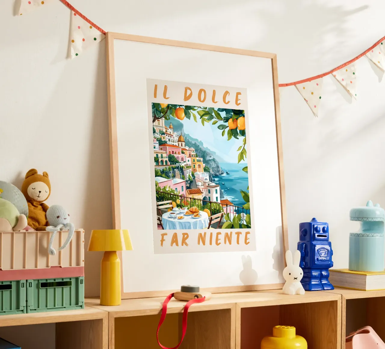Positano "Il Dolce Far Niente" Travel Poster Art poster con telaio in alluminio da homdeco