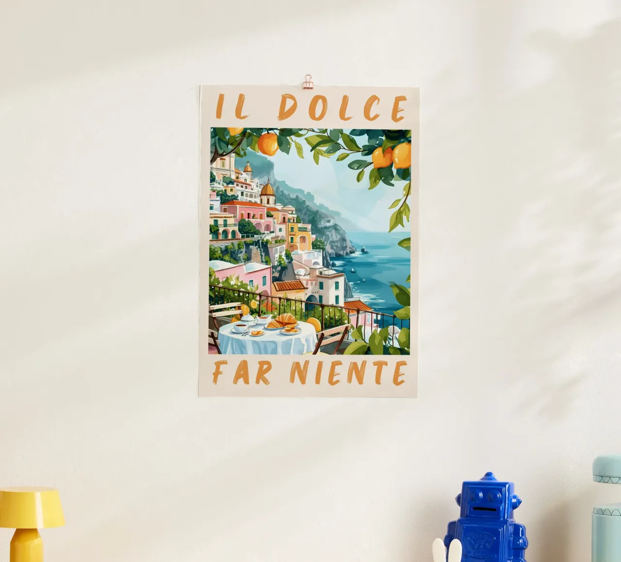 Positano "Il Dolce Far Niente" Travel Poster Art poster con telaio in alluminio da homdeco