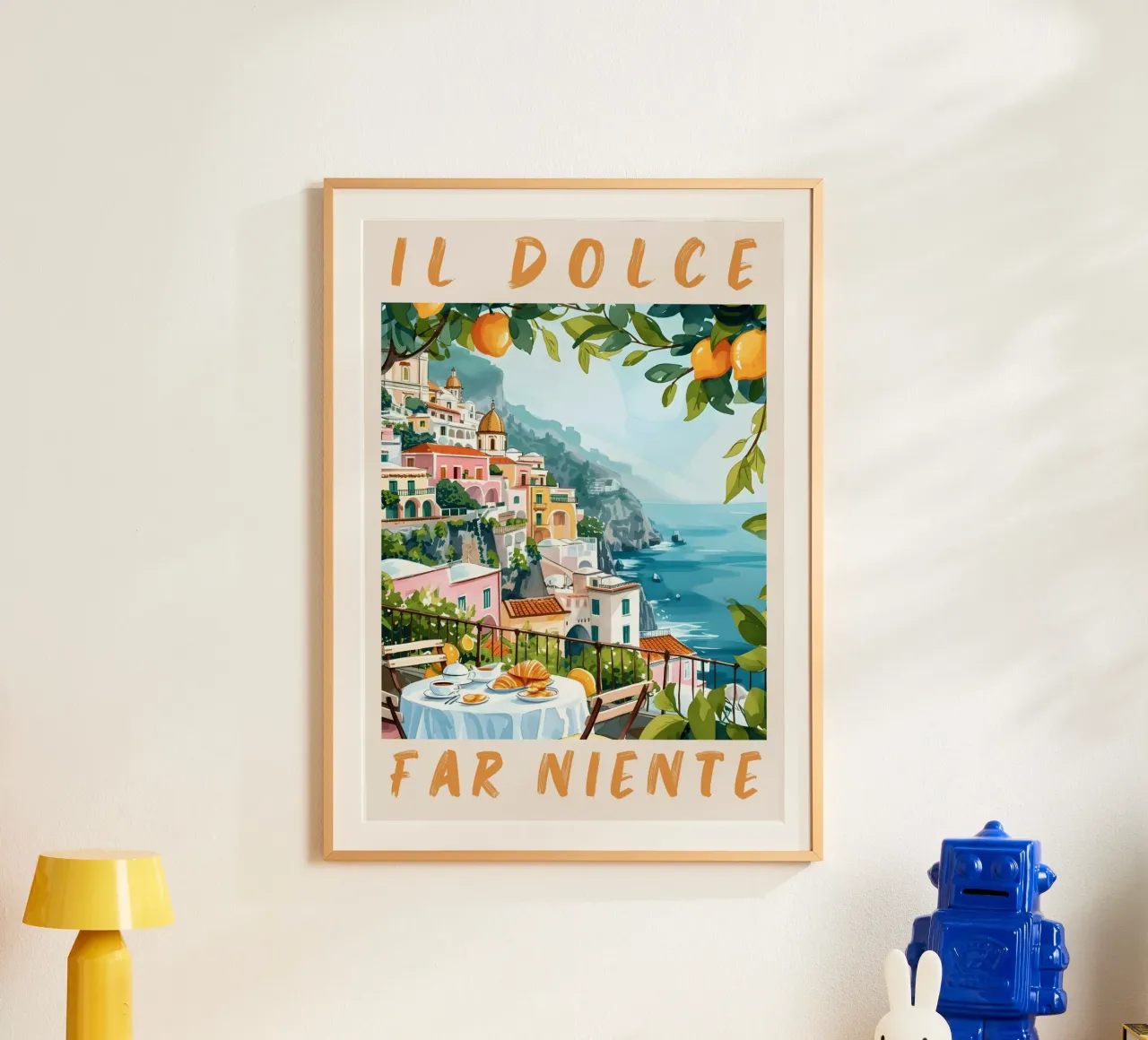 Positano "Il Dolce Far Niente" Travel Poster Art poster con telaio in alluminio da homdeco