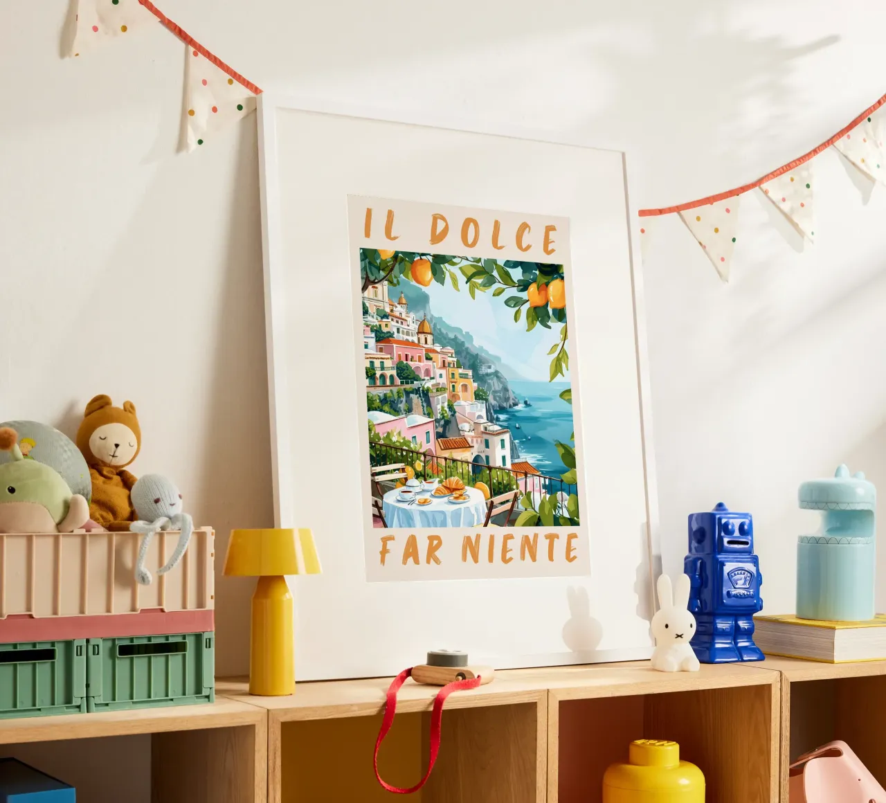 Positano "Il Dolce Far Niente" Travel Poster Art poster con telaio in alluminio da homdeco