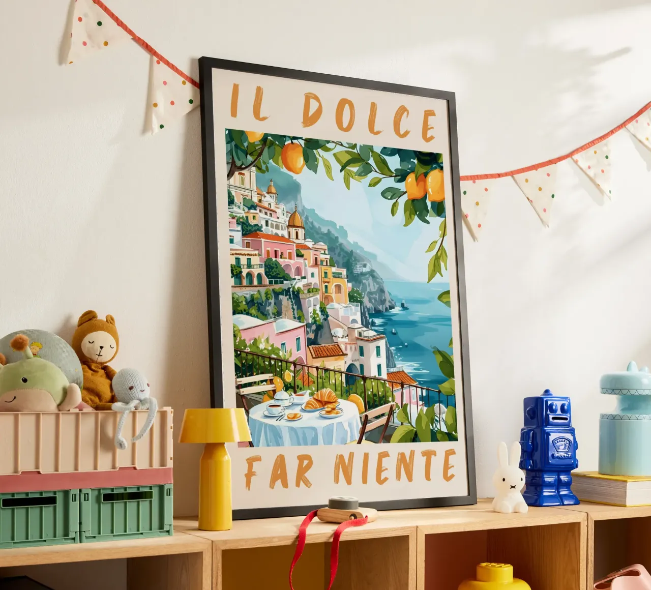 Positano "Il Dolce Far Niente" Travel Poster Art poster con telaio in alluminio da homdeco