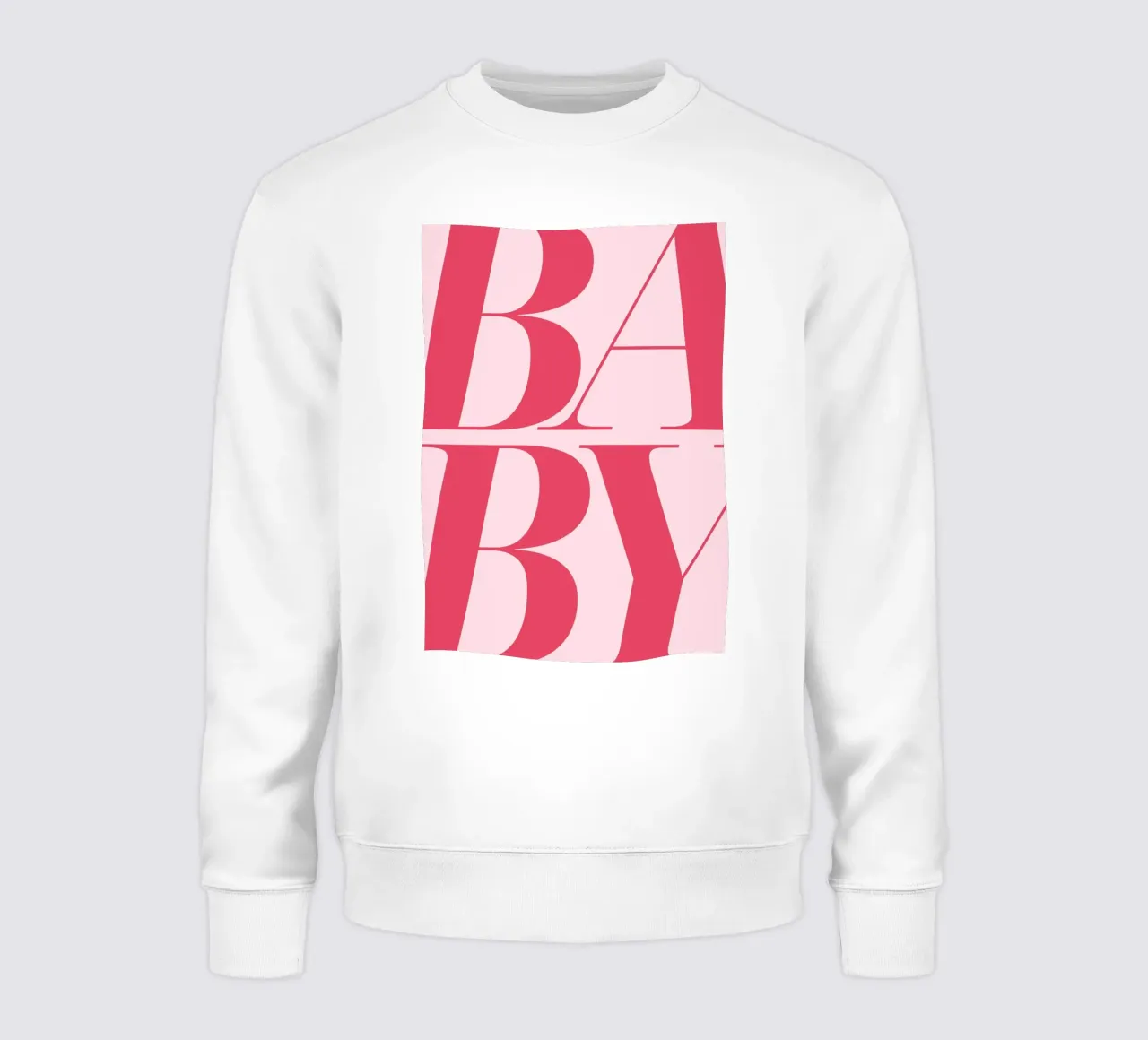 "BABY" Bold Pink Serif Typografie Kunstdruck Sweatshirt von homdeco
