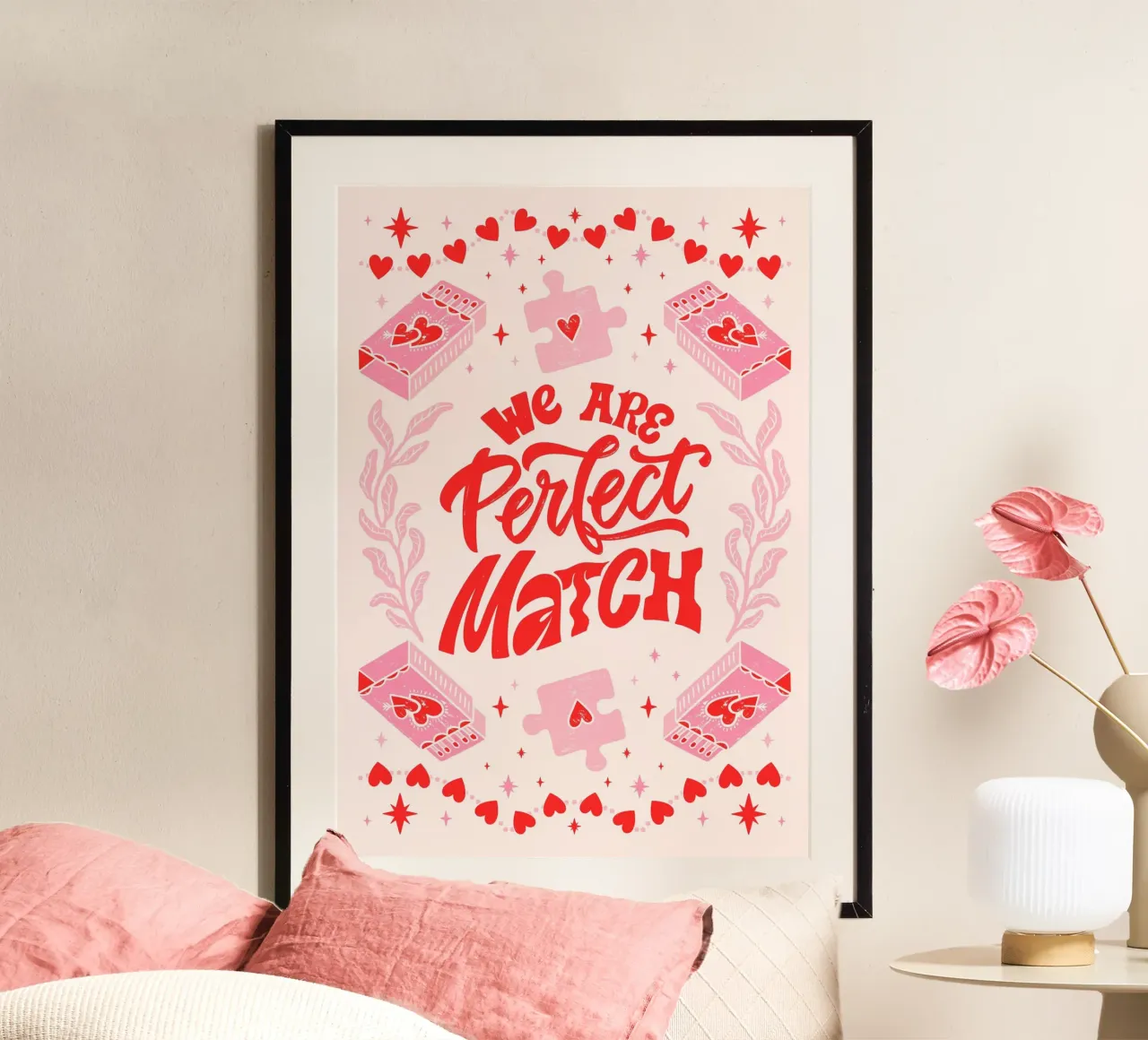 Impression d'art romantique "We Are Perfect Match" (Nous sommes faits l'un pour l'autre) poster de homdeco