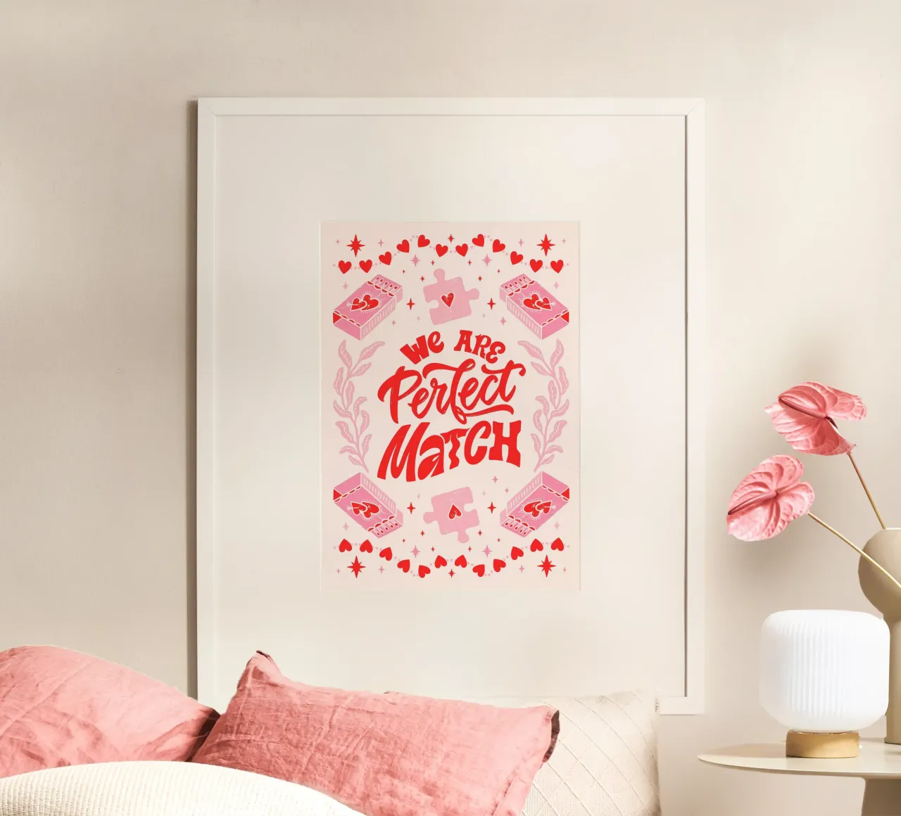 Impression d'art romantique "We Are Perfect Match" (Nous sommes faits l'un pour l'autre) poster de homdeco