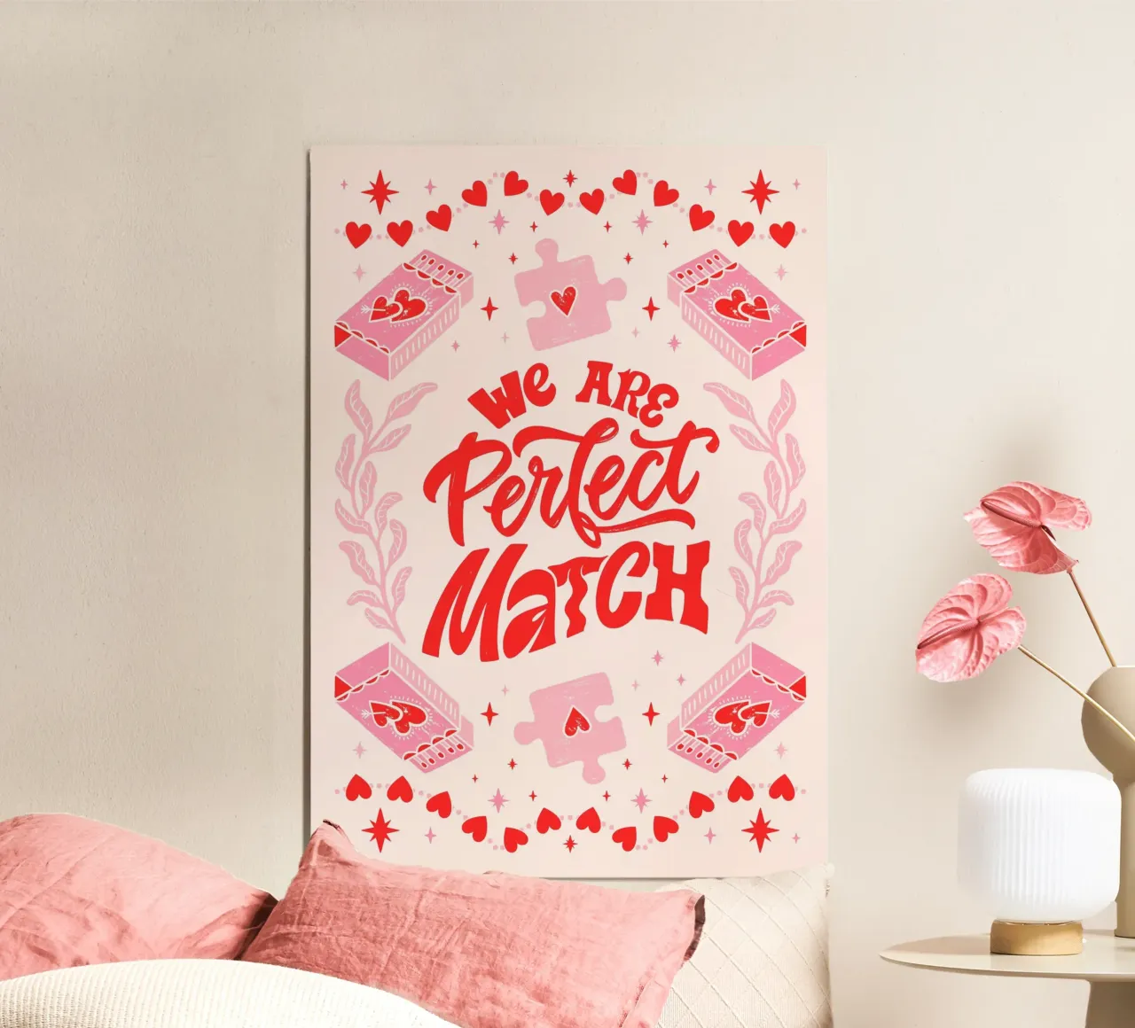 Impression d'art romantique "We Are Perfect Match" (Nous sommes faits l'un pour l'autre) poster de homdeco