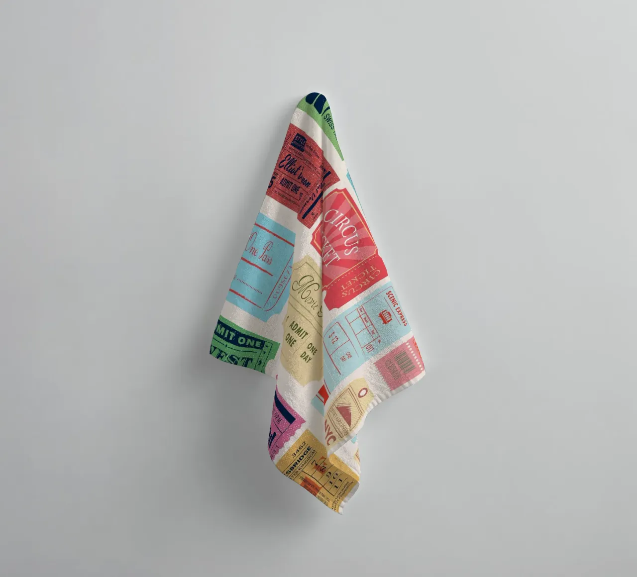 Biglietti d'ingresso vintage: Collezione di arte pop retrò asciugamano da bagno da homdeco