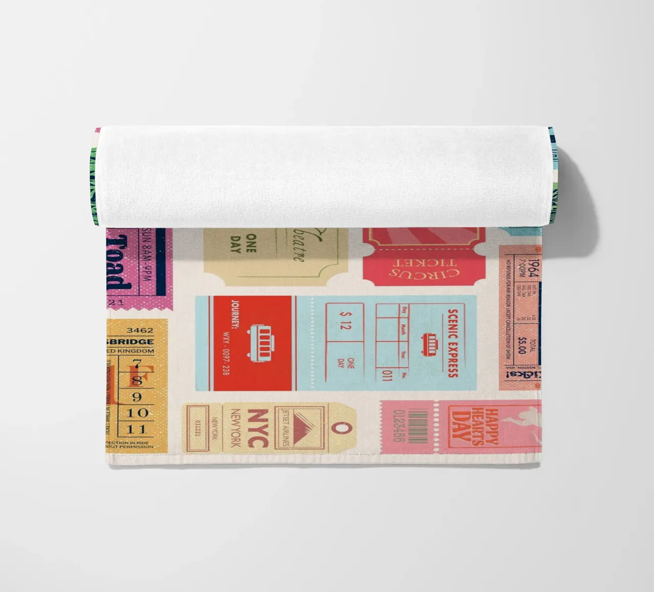 Biglietti d'ingresso vintage: Collezione di arte pop retrò telo mare da homdeco