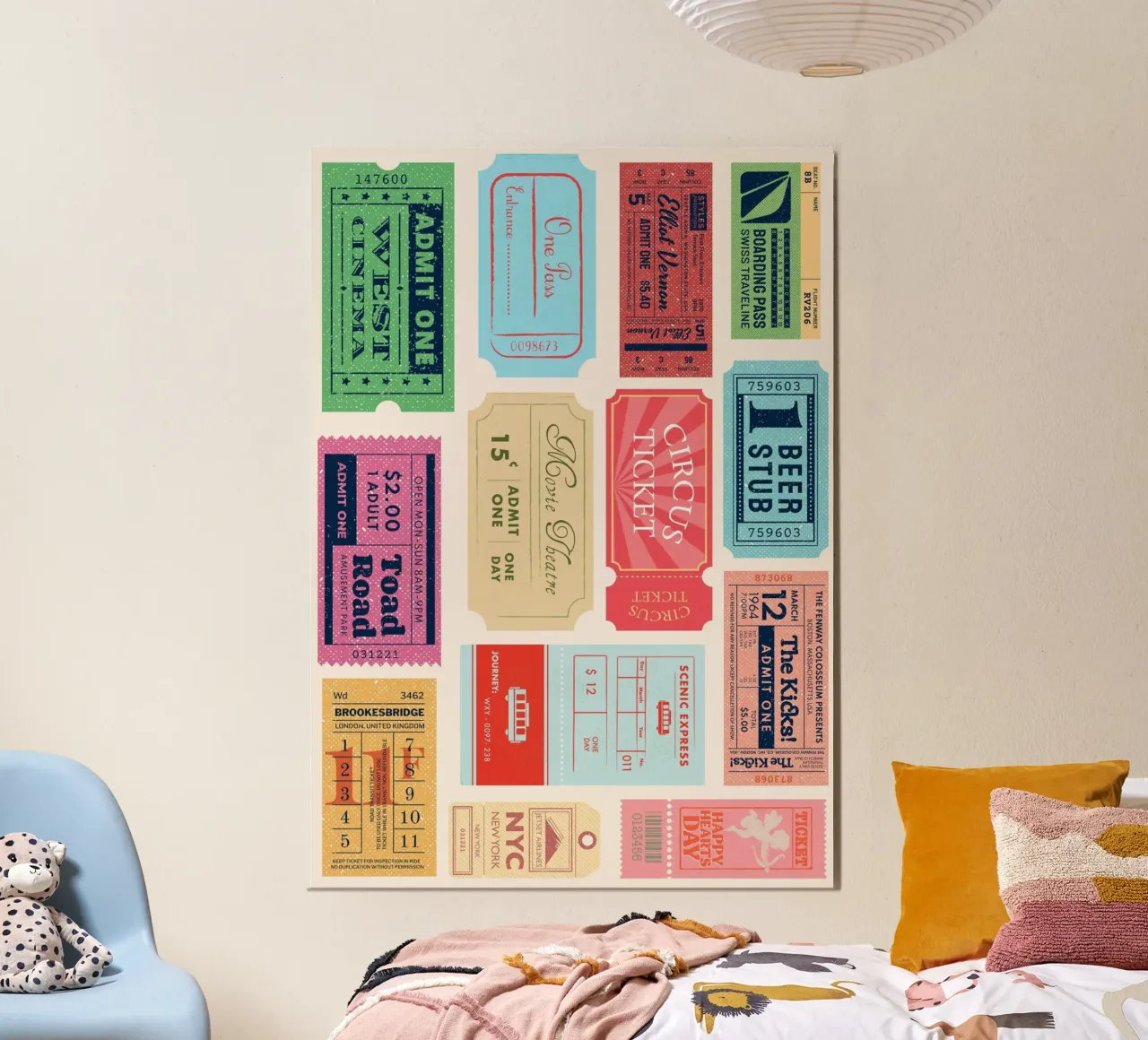 Biglietti d'ingresso vintage: Collezione di arte pop retrò alluminio dibond da homdeco