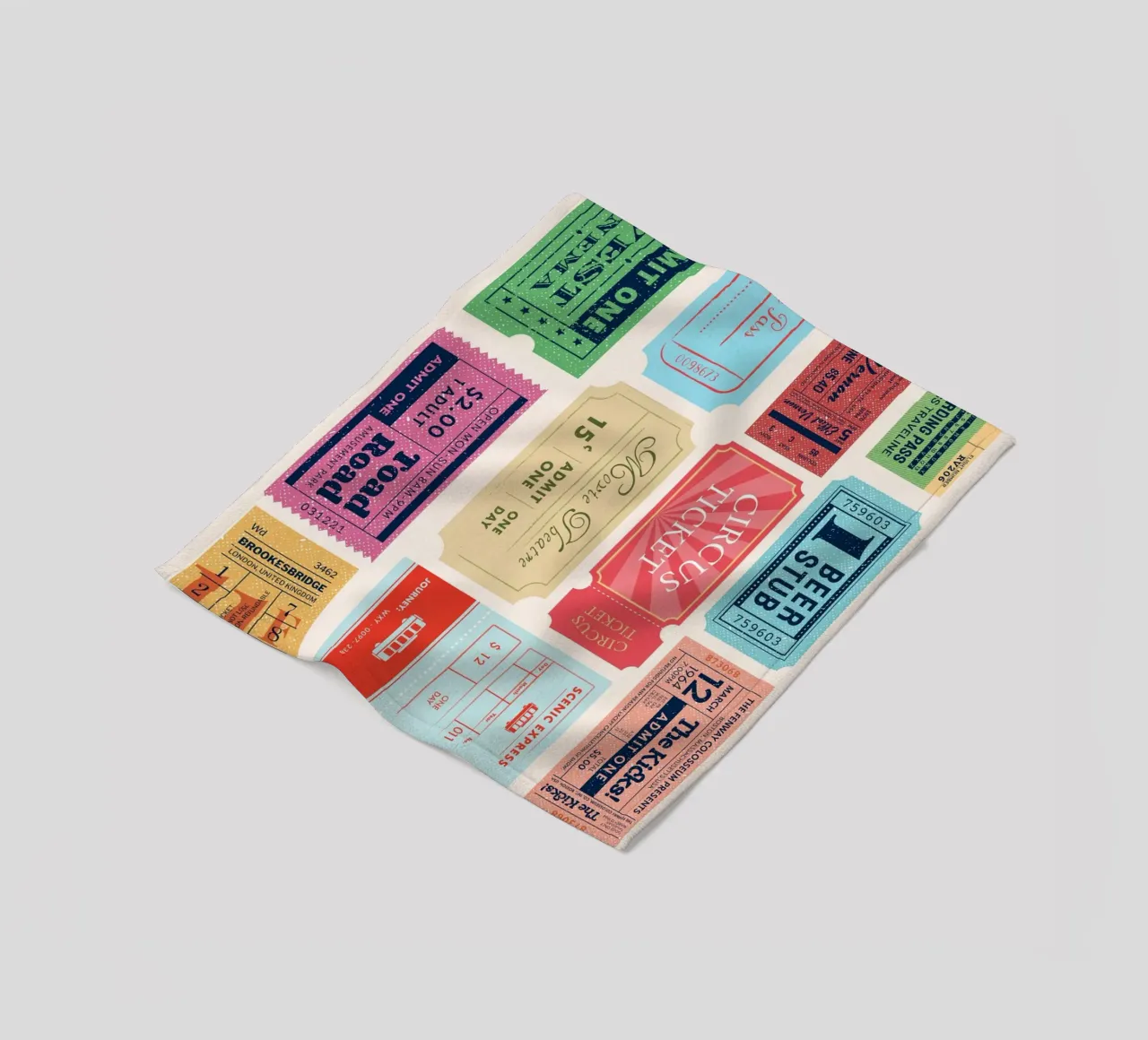 Biglietti d'ingresso vintage: Collezione di arte pop retrò coperta in pile da homdeco