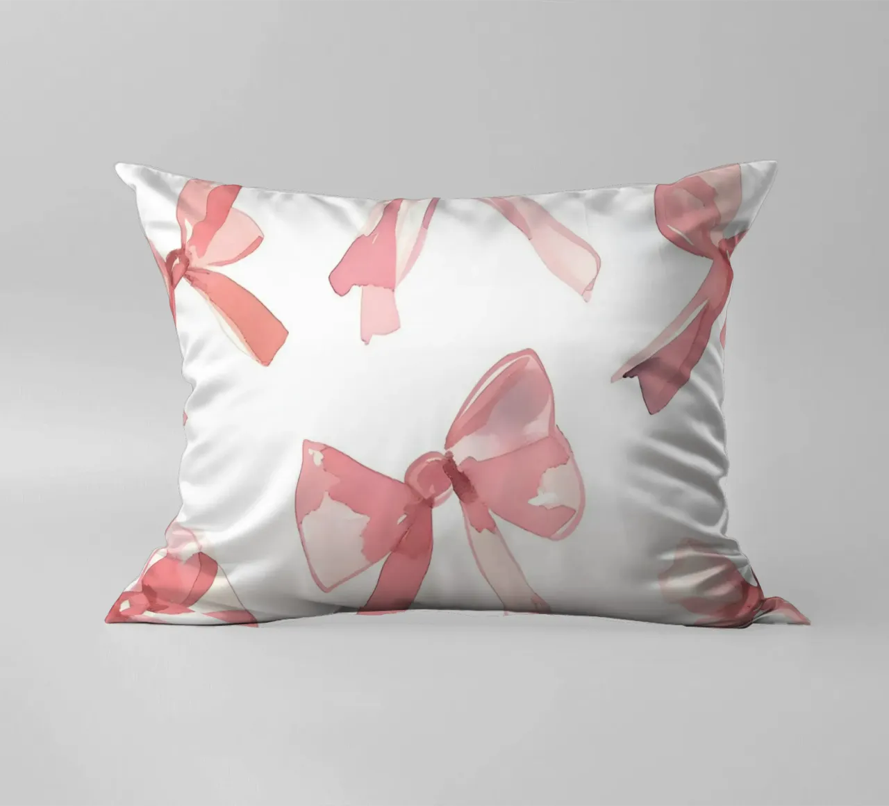 Fiocchi rosa acquerellati: Stampa d'arte con motivi femminili cuscino da homdeco