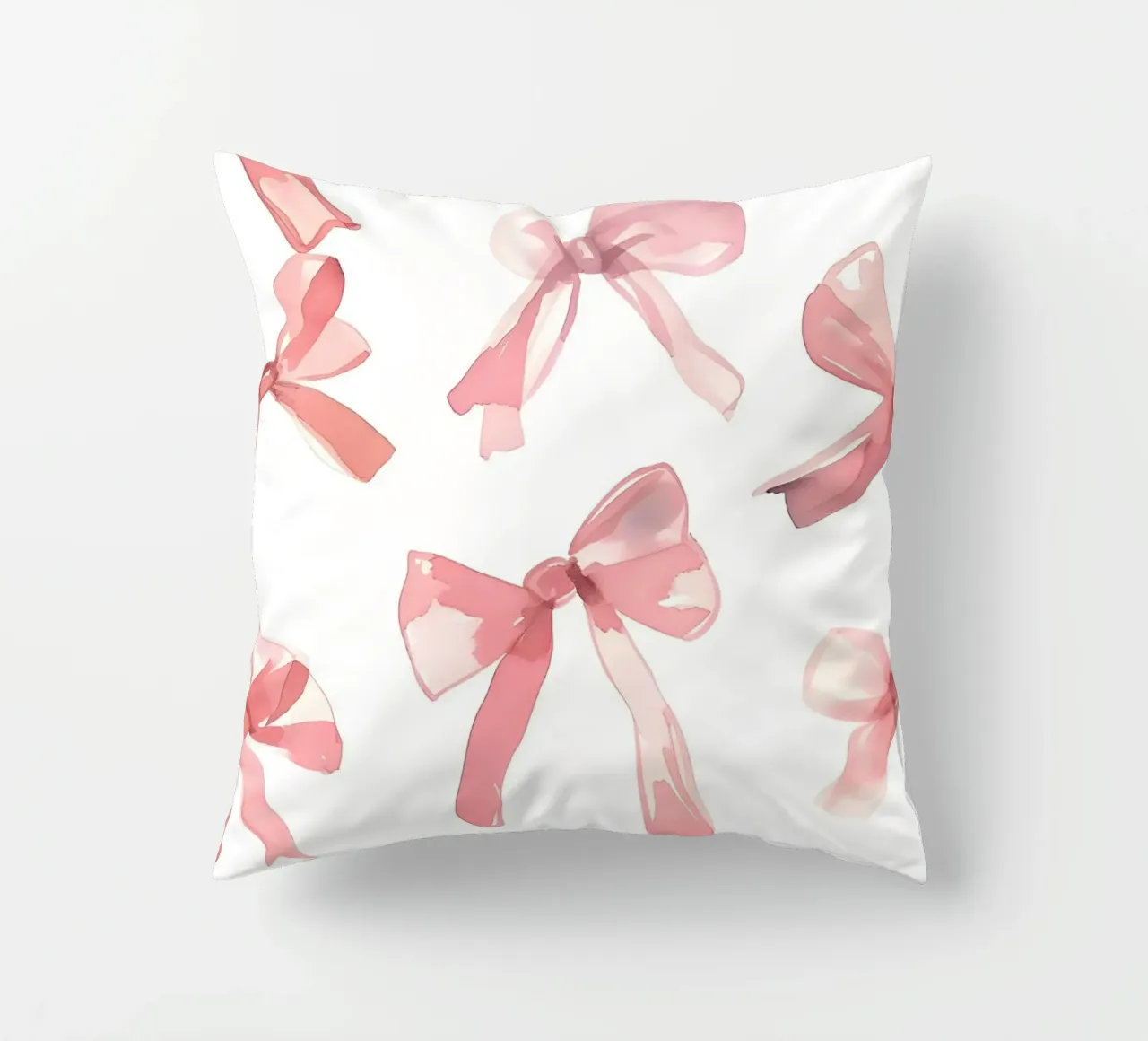 Fiocchi rosa acquerellati: Stampa d'arte con motivi femminili cuscino da homdeco