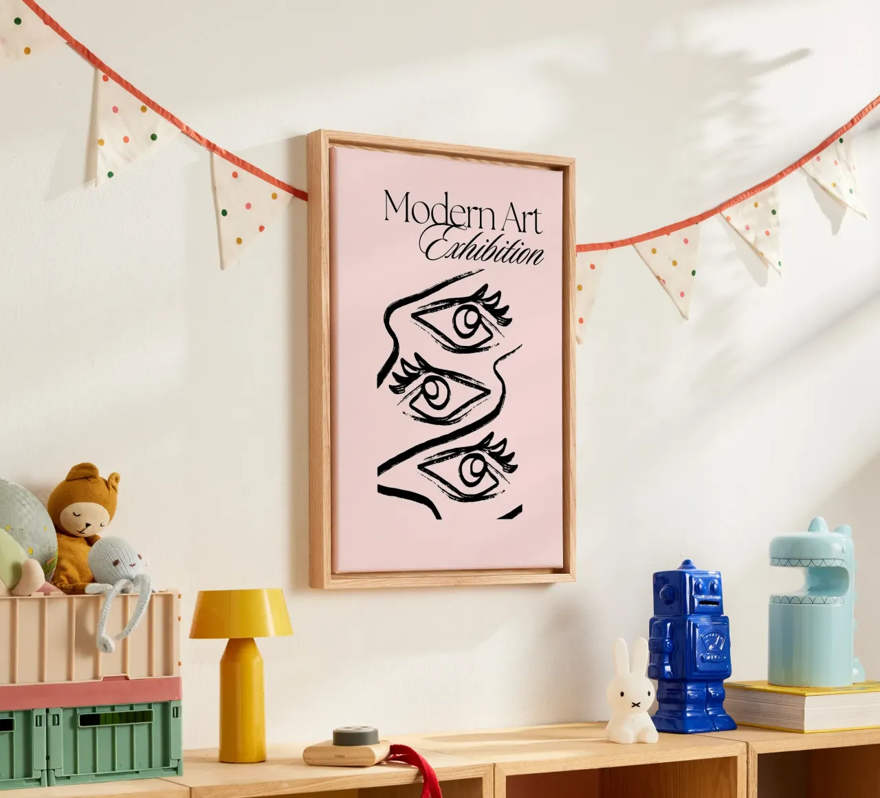 Modern Art Exhibition: Abstract Eye Line Art Print canvas by homdeco