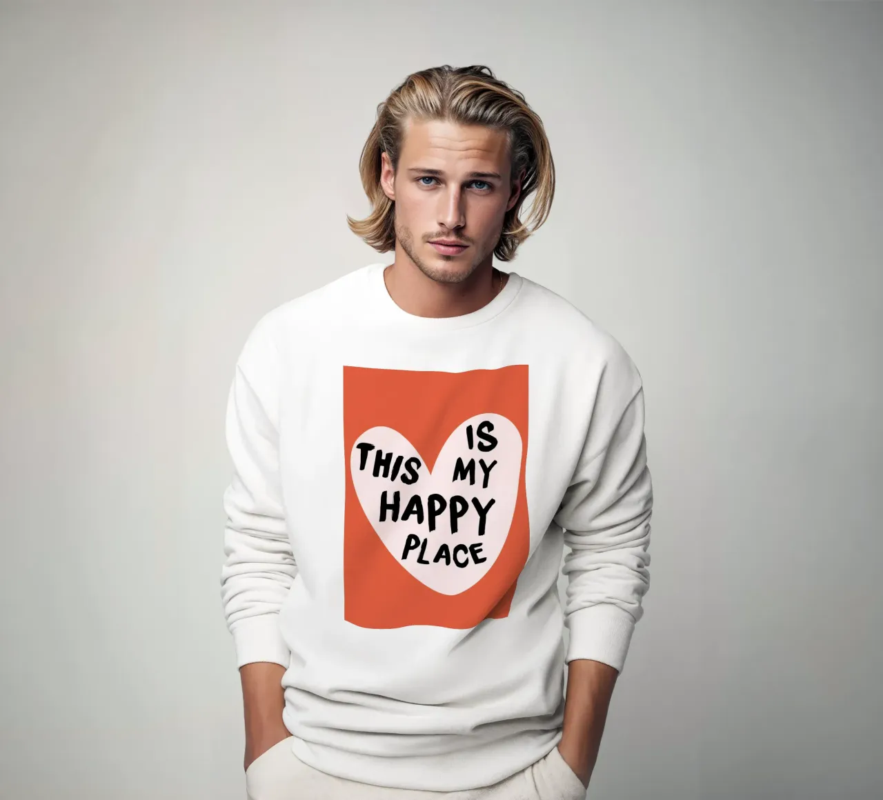 "This Is My Happy Place" Herzerwärmender Kunstdruck Sweatshirt von homdeco