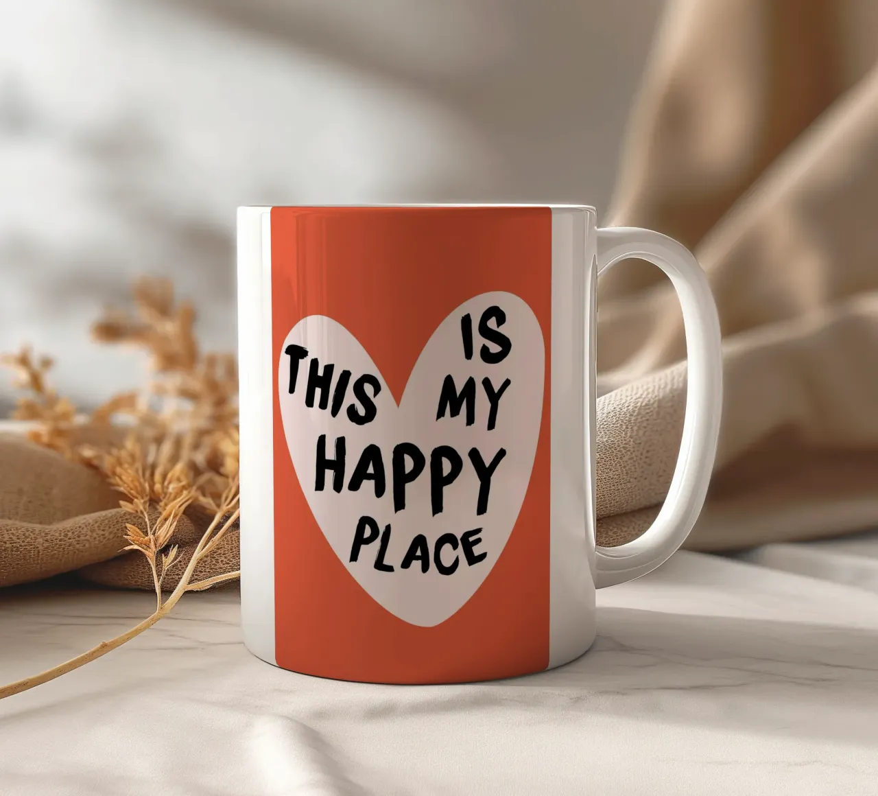 Impression d'art "This Is My Happy Place" qui réchauffe le cœur mug en céramique de homdeco
