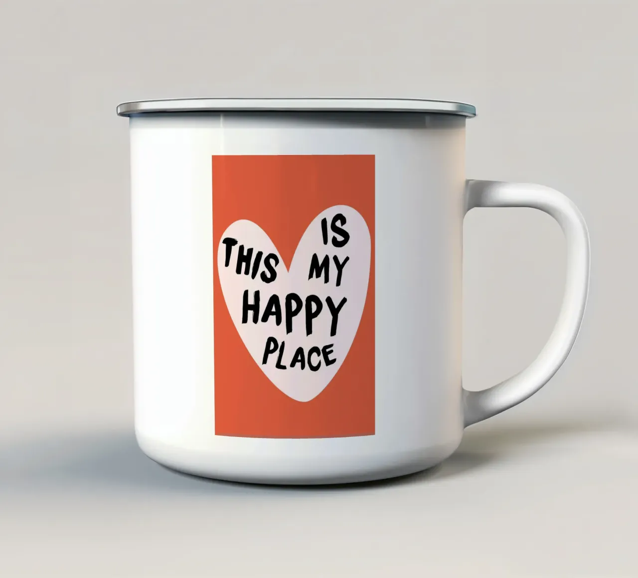 "Hartverwarmende kunstdruk "This Is My Happy Place emaille mok van homdeco