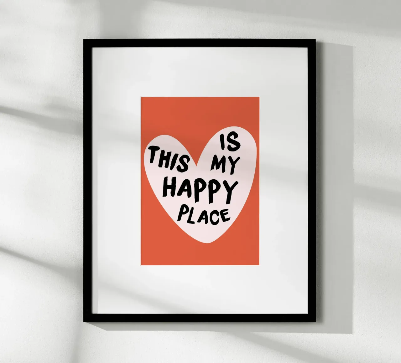 "Impresión artística conmovedora "Este es mi lugar feliz poster con marco de plástico de homdeco