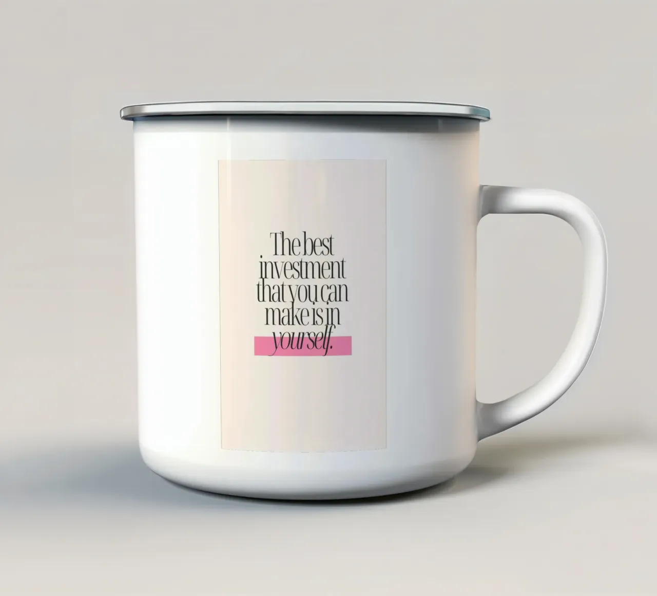 "Invest in Yourself" Empowering Minimalist Art Print enamel mug by homdeco