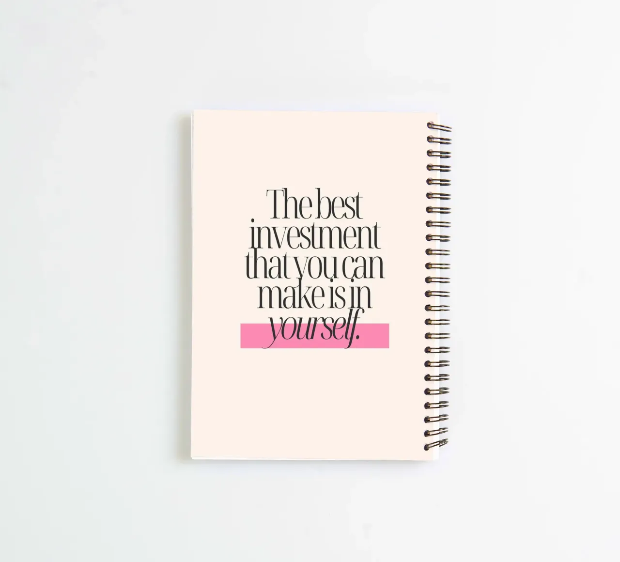 "Invest in Yourself" Empowering Minimalist Art Print spiral notebook by homdeco