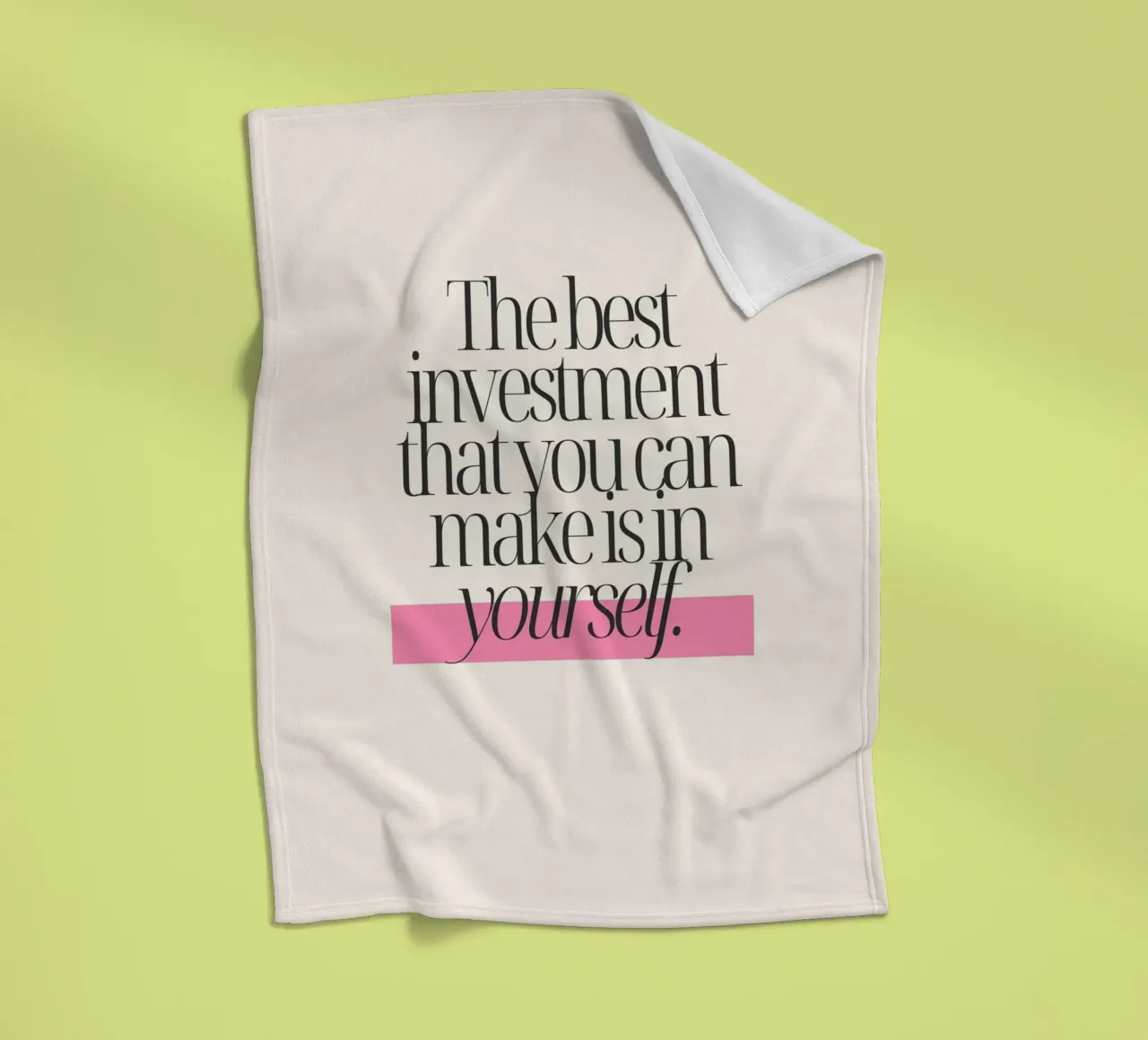 "Invest in Yourself" Empowering Minimalist Art Print fleece blanket by homdeco