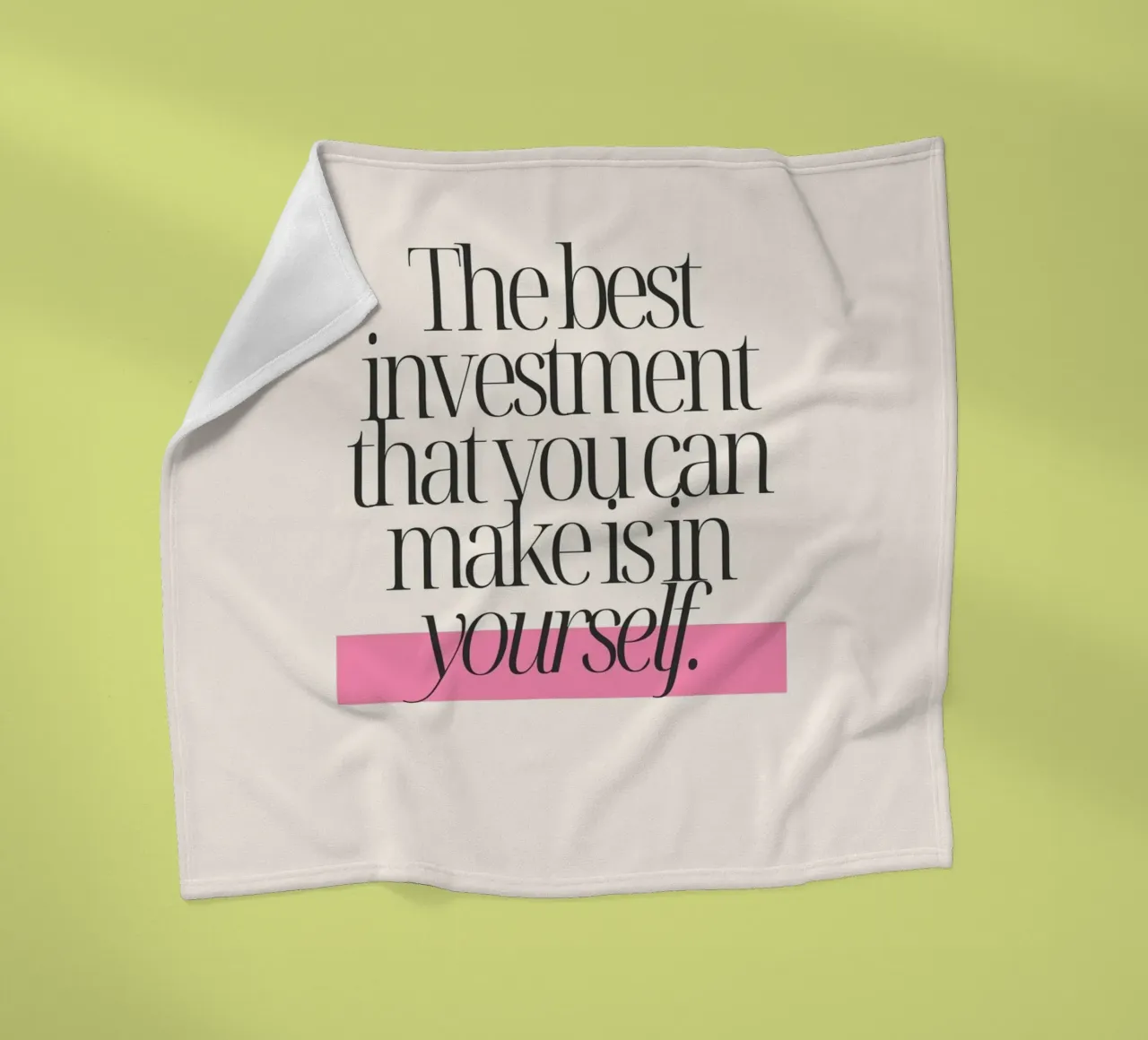 "Invest in Yourself" Empowering Minimalist Art Print fleece blanket by homdeco