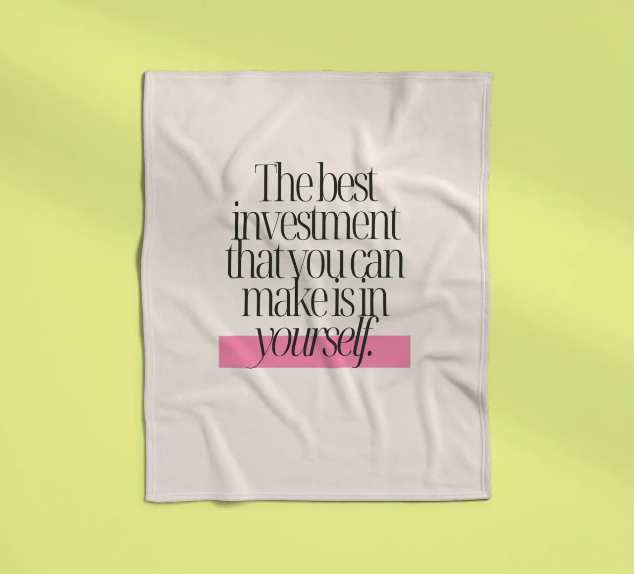 "Invest in Yourself" Empowering Minimalist Art Print fleece blanket by homdeco