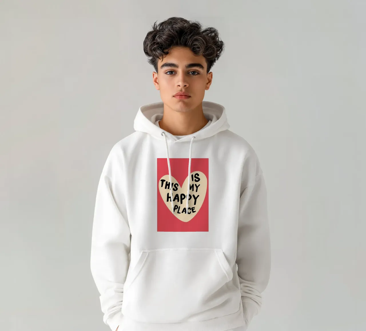 "Impresión artística conmovedora "This Is My Happy Place sudadera con capucha de homdeco