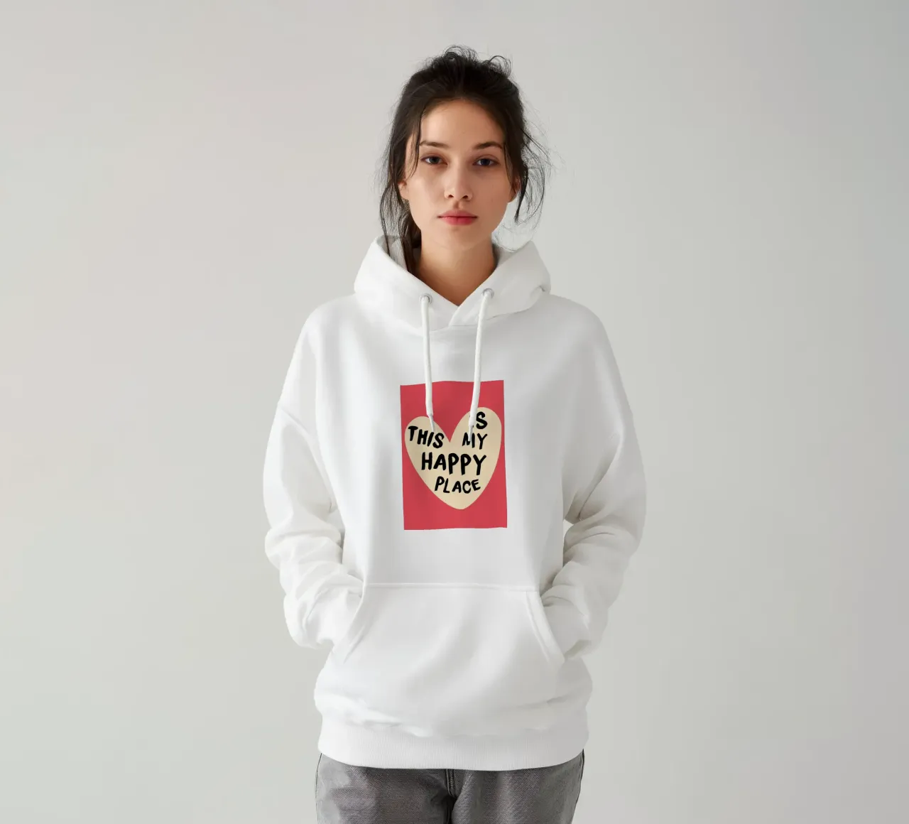 "Impresión artística conmovedora "This Is My Happy Place sudadera con capucha de homdeco