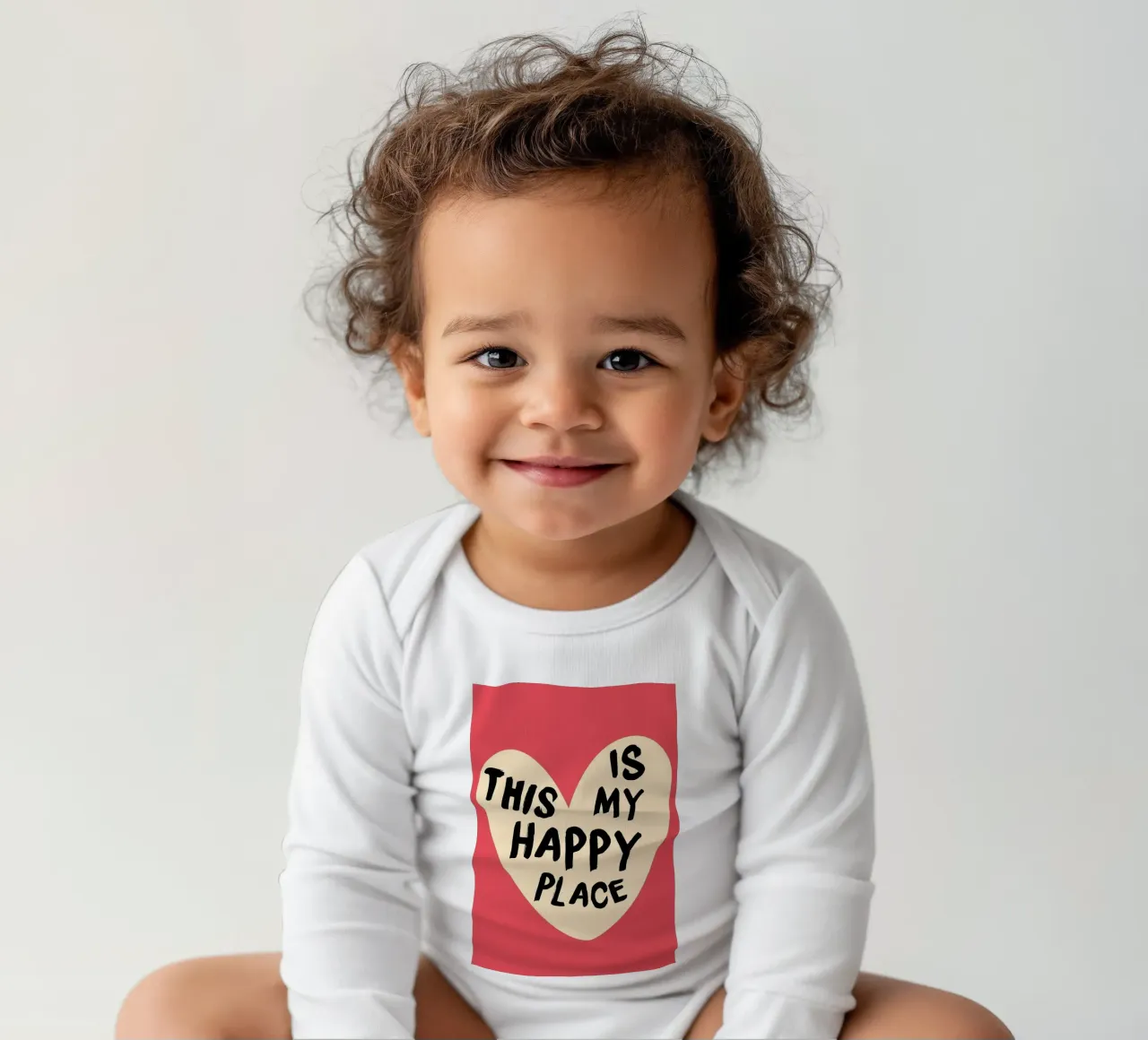 "This Is My Happy Place" Heartwarming Art Print long-sleeve baby romper by homdeco