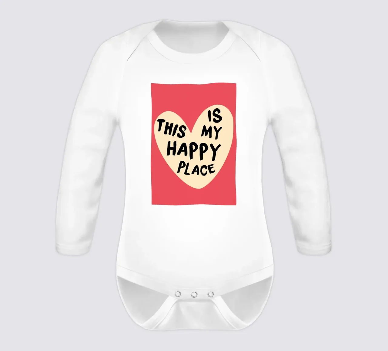 "This Is My Happy Place" Heartwarming Art Print long-sleeve baby romper by homdeco