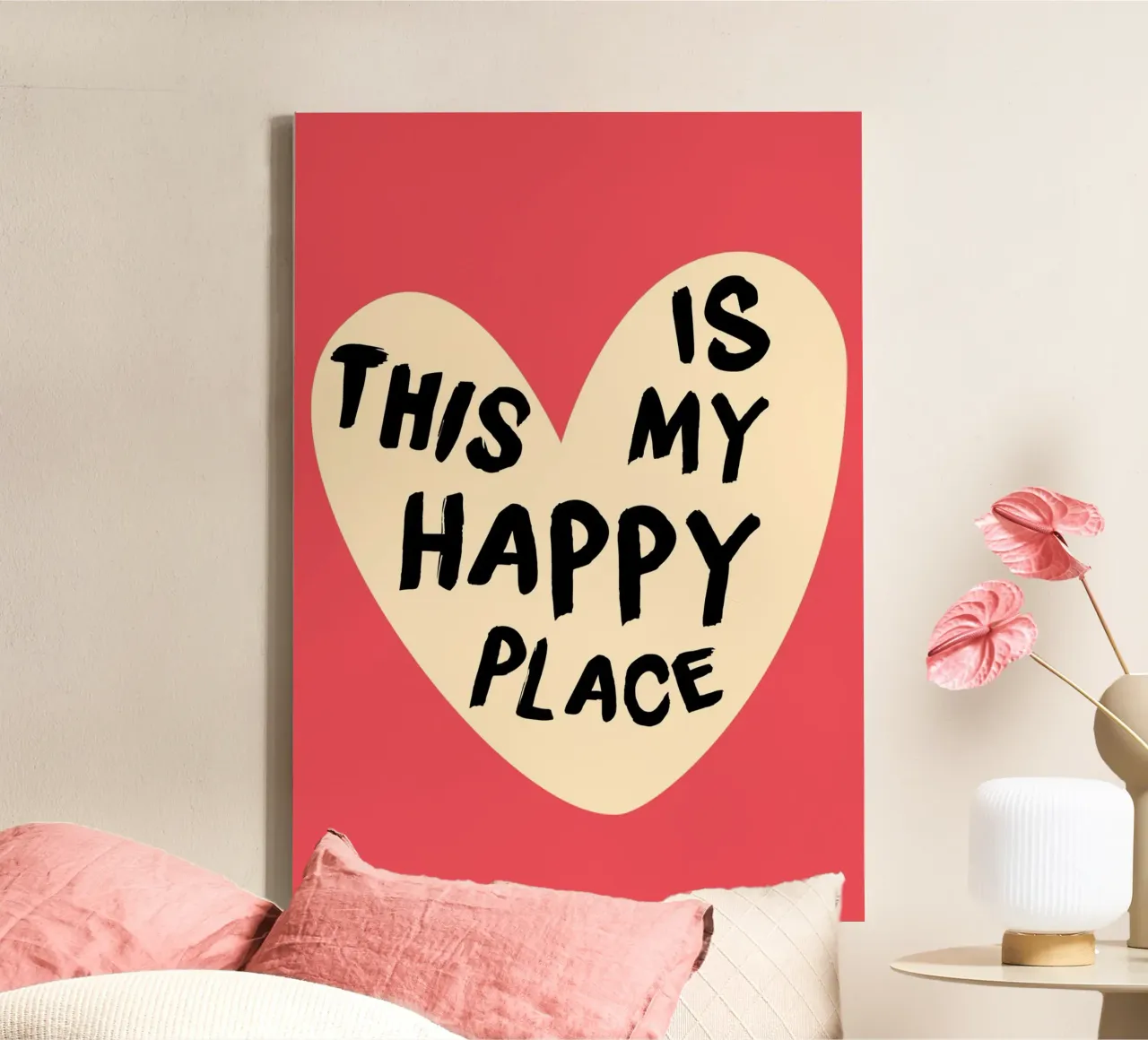 "Hartverwarmende kunstdruk "This Is My Happy Place canvas met Baklijst van homdeco
