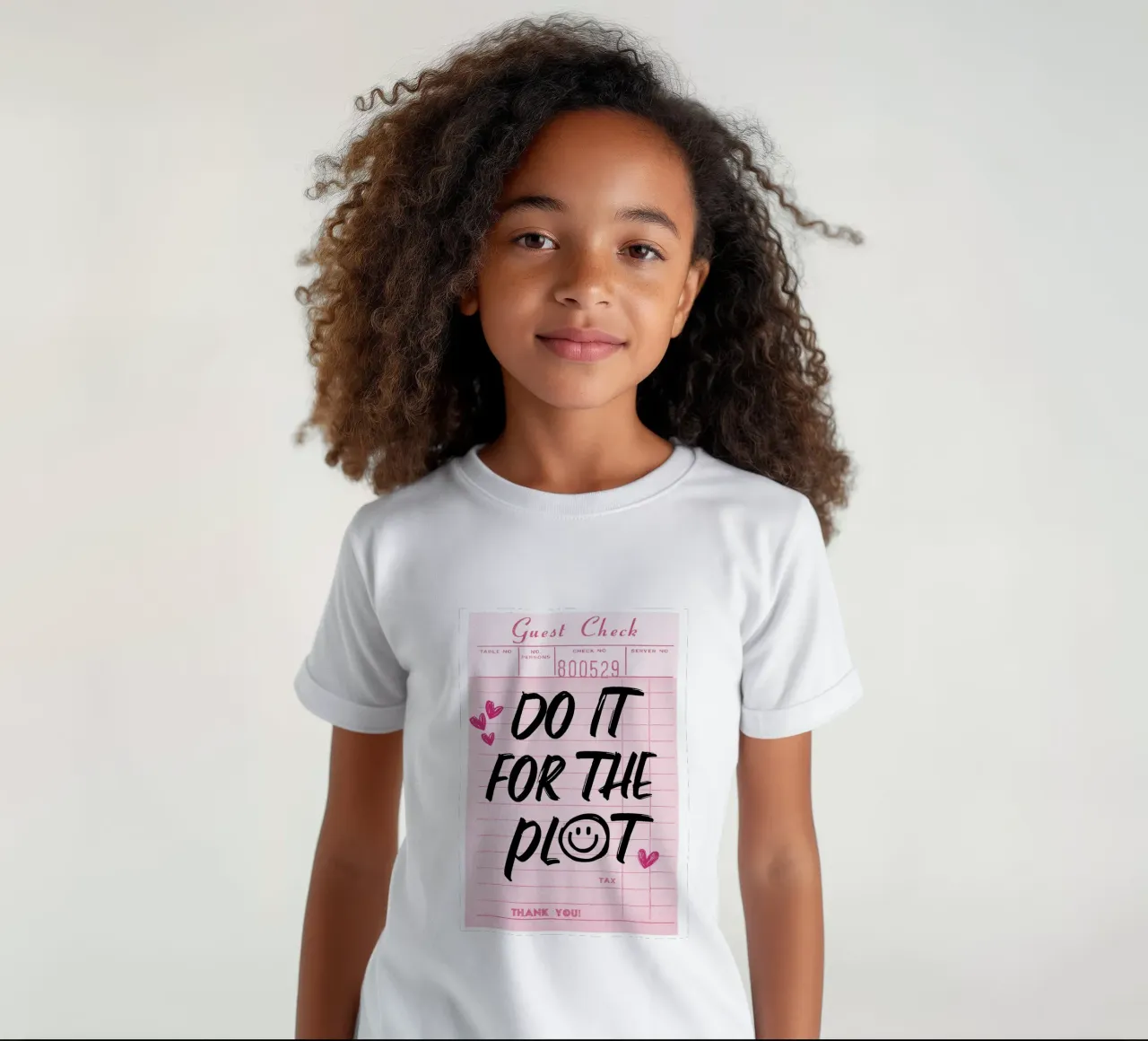 "Do It For The Plot" Trendy Guest Check Art Print kinder t-shirt van homdeco