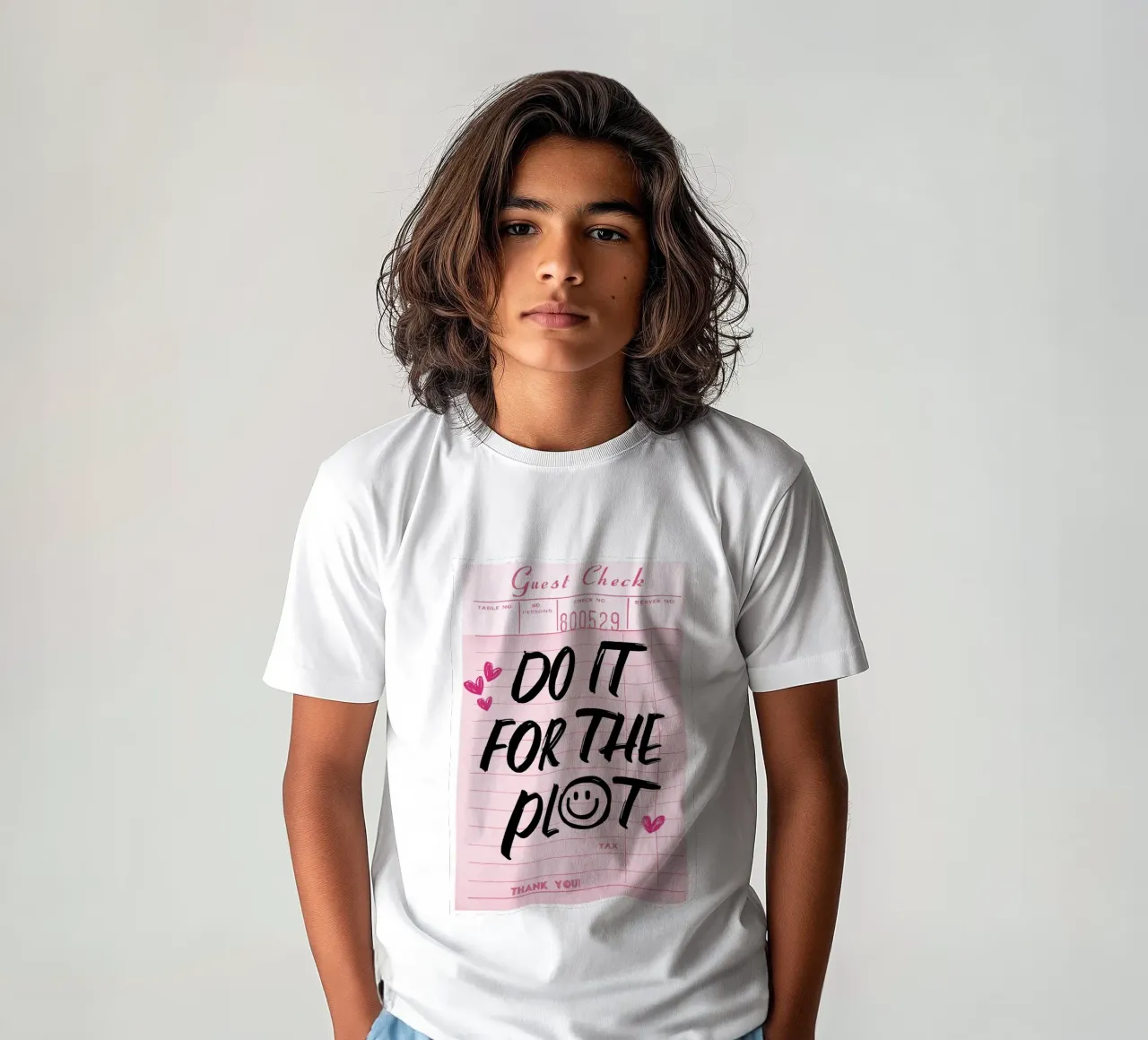 "Do It For The Plot" Trendy Guest Check Art Print kinder t-shirt van homdeco