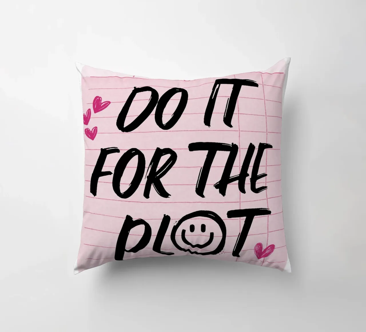 "Do It For The Plot" Trendy Guest Check Art Print kussen van homdeco