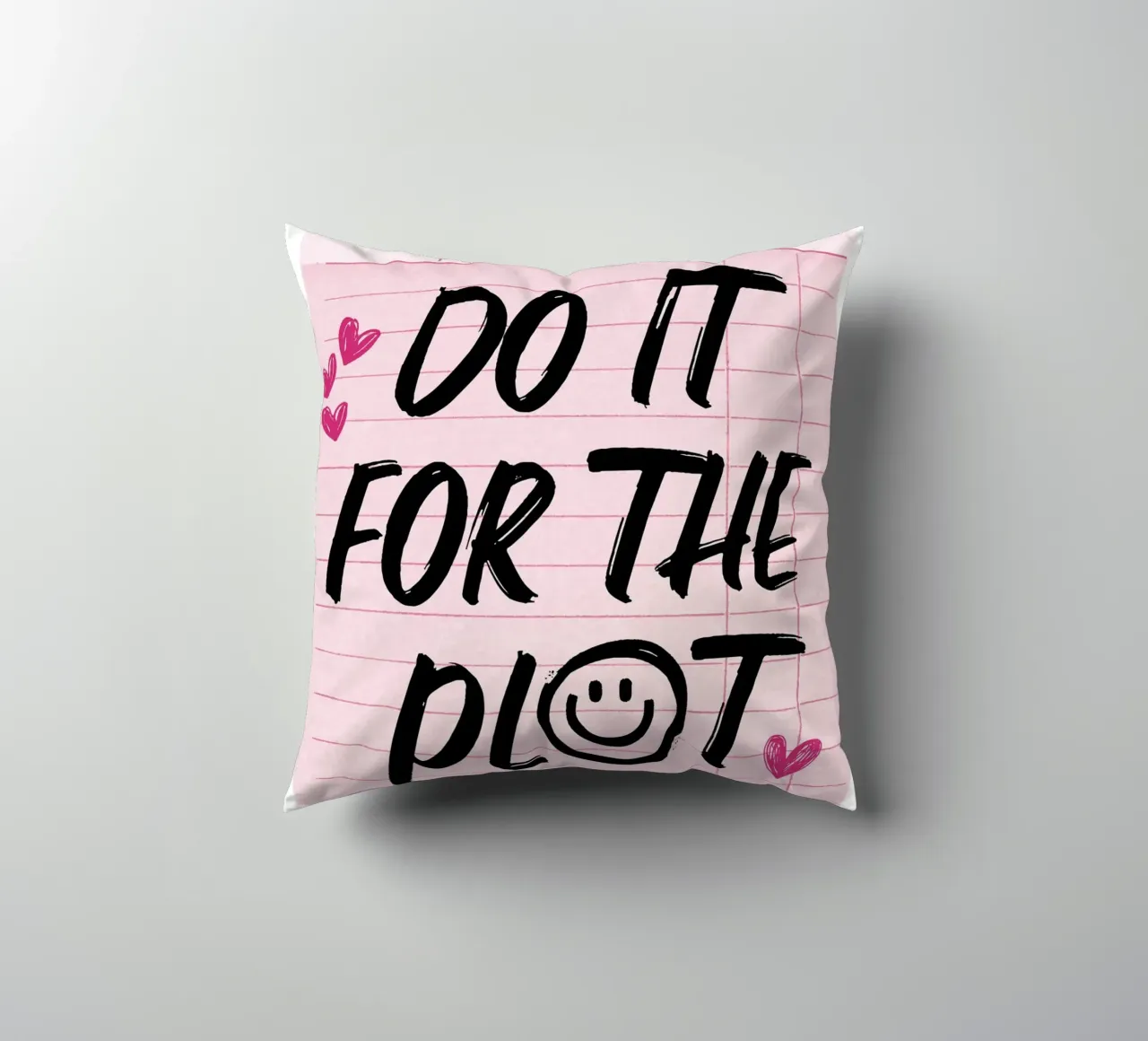 "Do It For The Plot" Trendy Guest Check Art Print kussen van homdeco