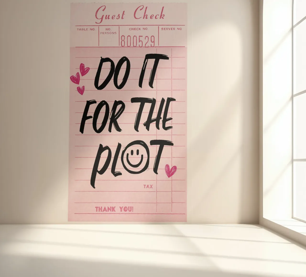 "Do It For The Plot" Trendy Guest Check Art Print fotobehang van homdeco