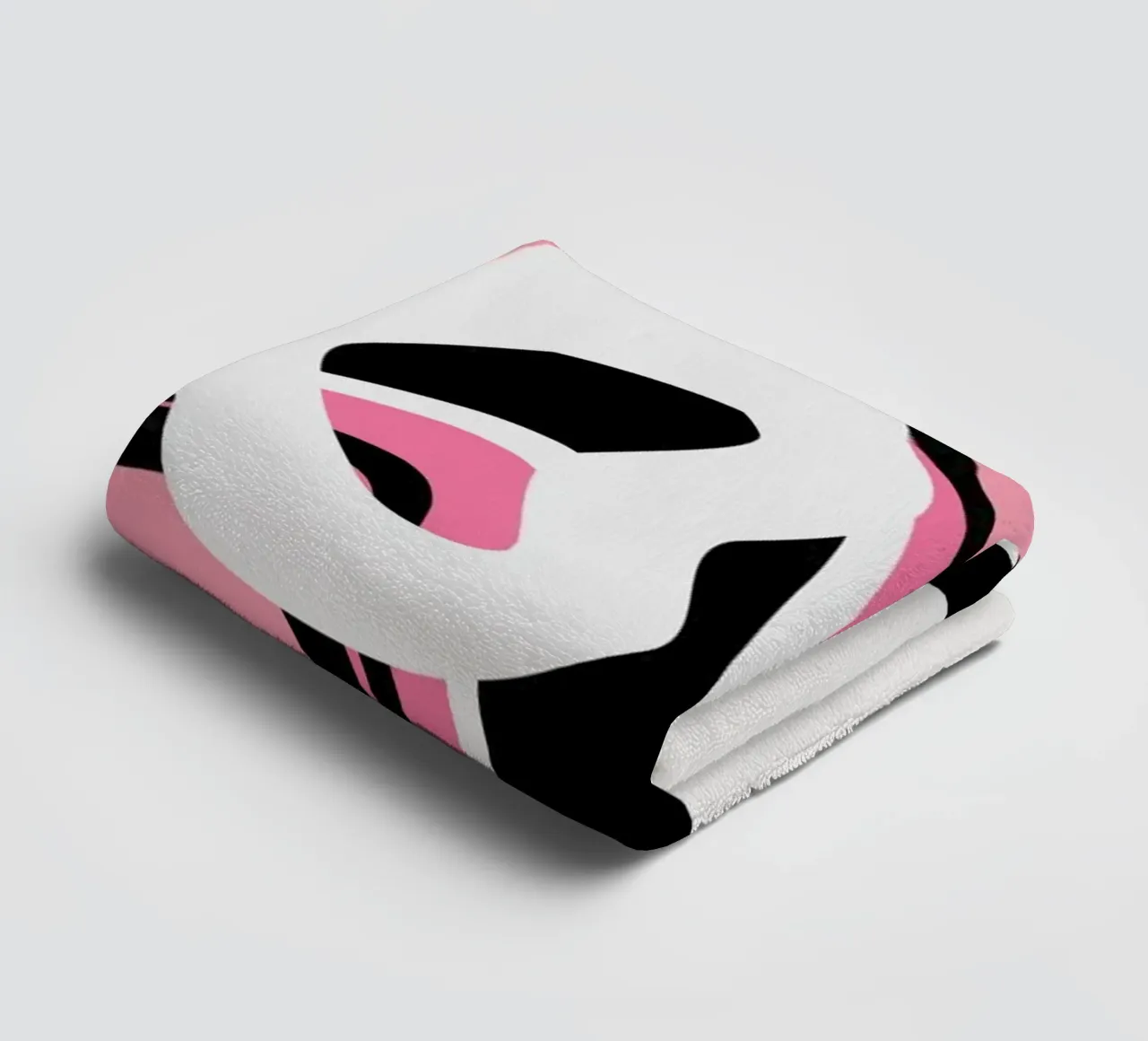 LOVE Glitch Art: Pink, Black & White Modern Abstract towel by homdeco