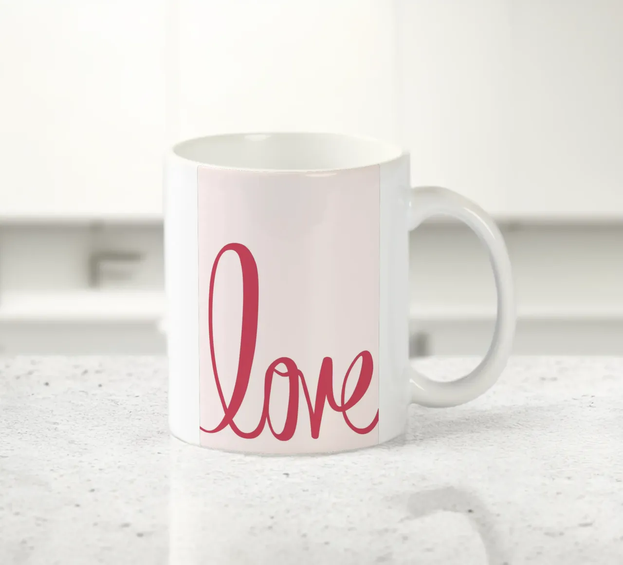 "Liefde" Script Typografie: Minimalistische roze print keramische mok van homdeco