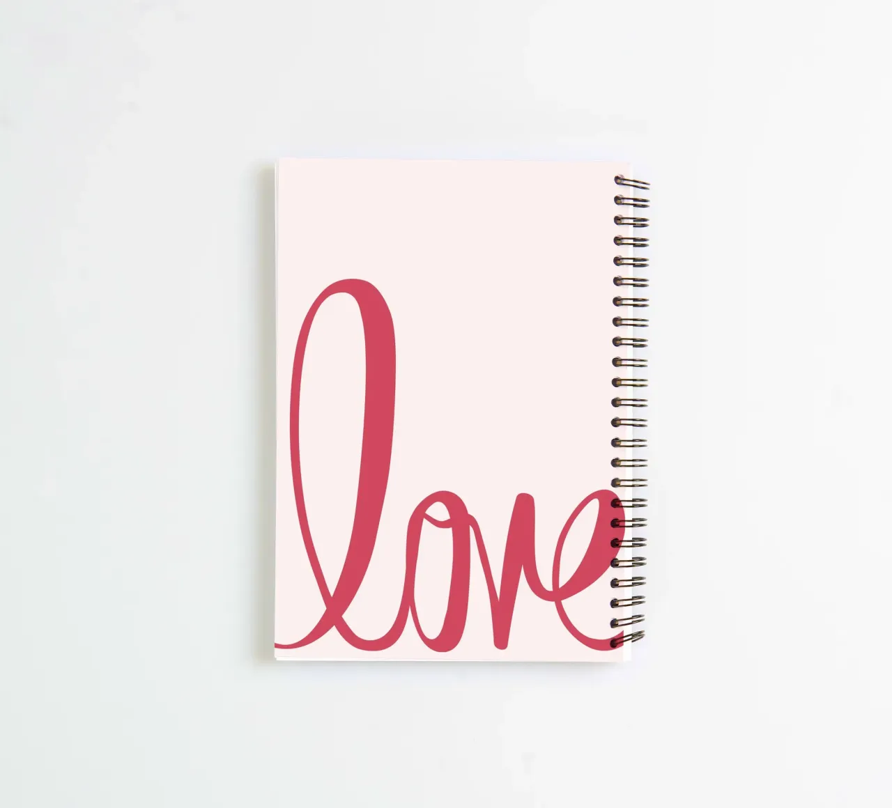 "Love" Script Typography: Minimalist Pink Print spiral notebook by homdeco