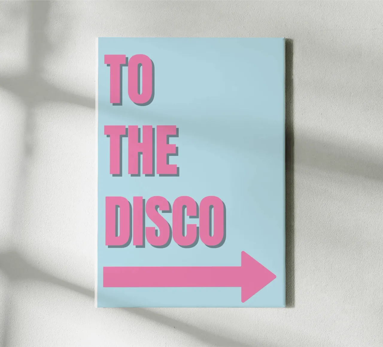 "To The Disco" Pink Retro Typography Art Print canvas with Floater frame by homdeco