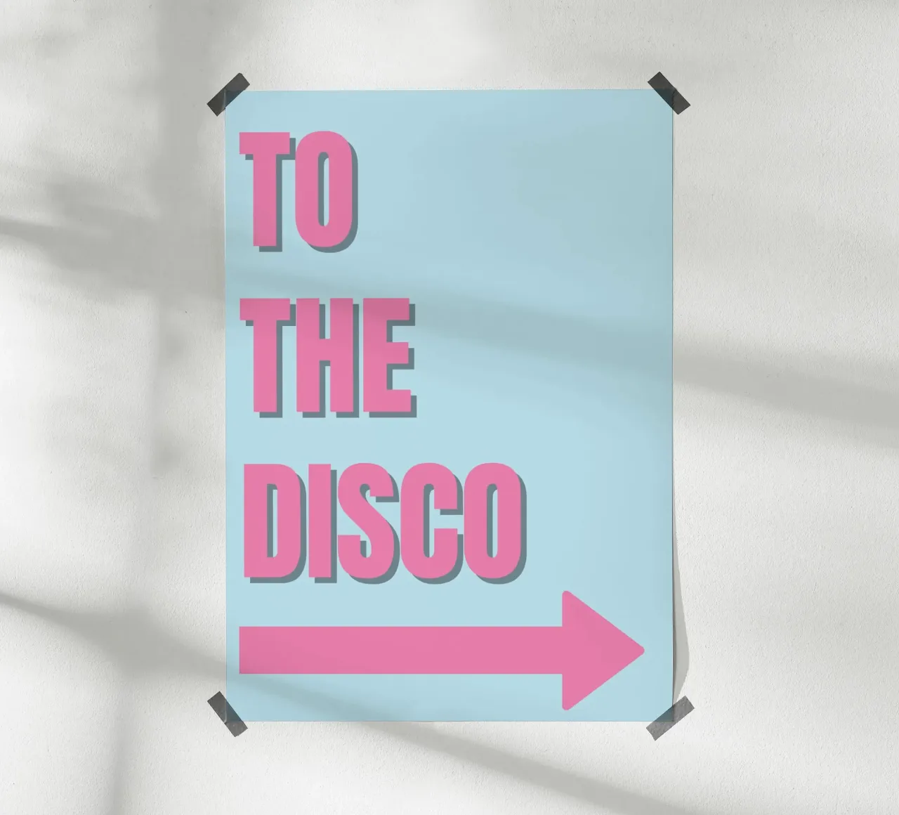"To The Disco" Pink Retro Typography Art Print poster by homdeco